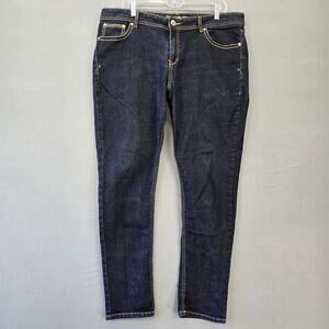 Jordache Blue Skinny Jeans Stretch Dark Wash Denim Classic Y2k Zip Women Size 18
